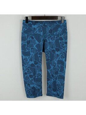 Brooks Women's XS Blue Black Mid Rise Tight Fit Running Capri Athletic Leggings